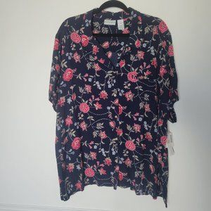 Women's Floral Blouse Top Shirt Size 3X Jacklyn Smith NEW